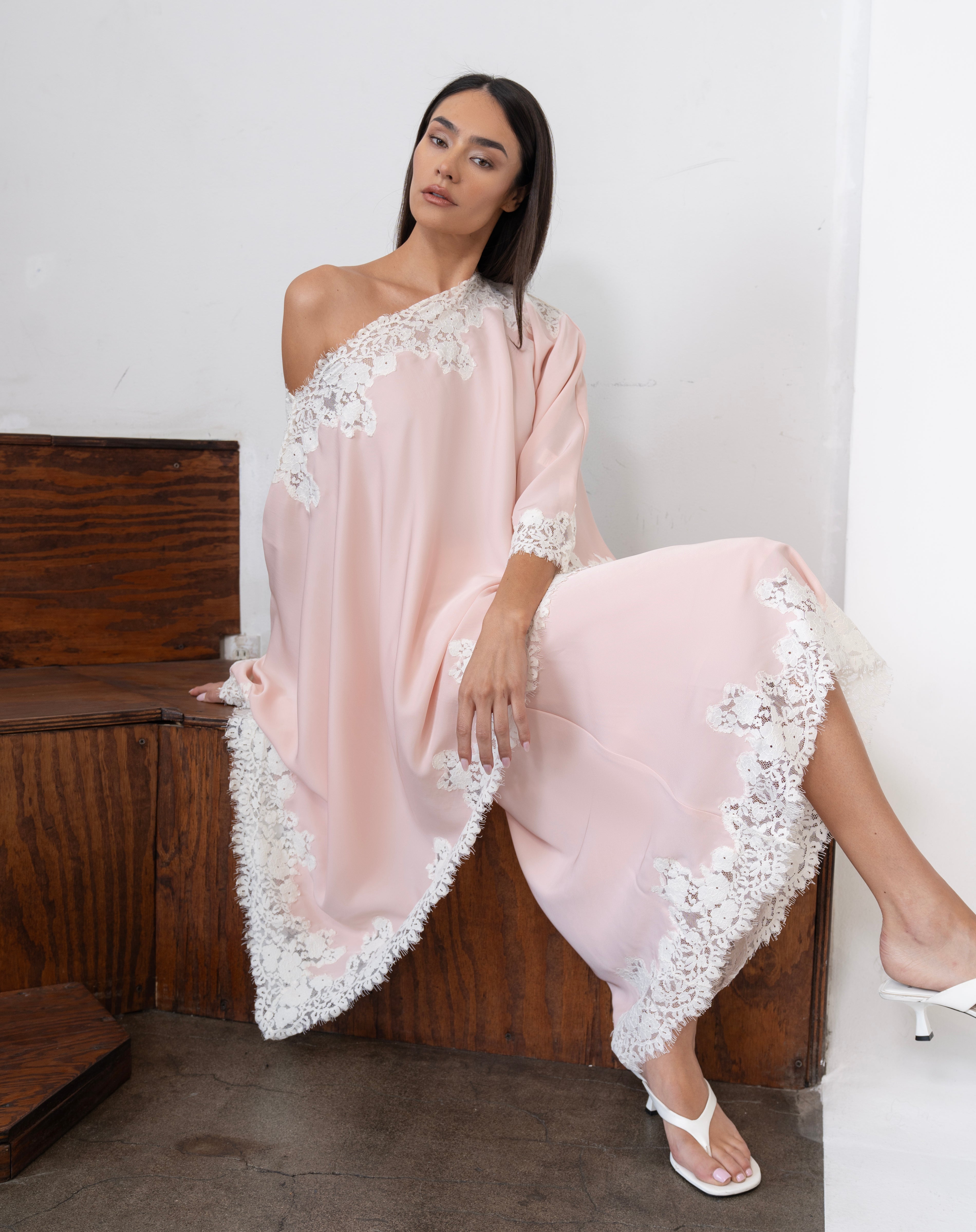 Elsie Lace Cape Top, Pink | The Bekk