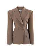 Sadie Oversized Shoulder Cinched Blazer, Umber[Pre Order]