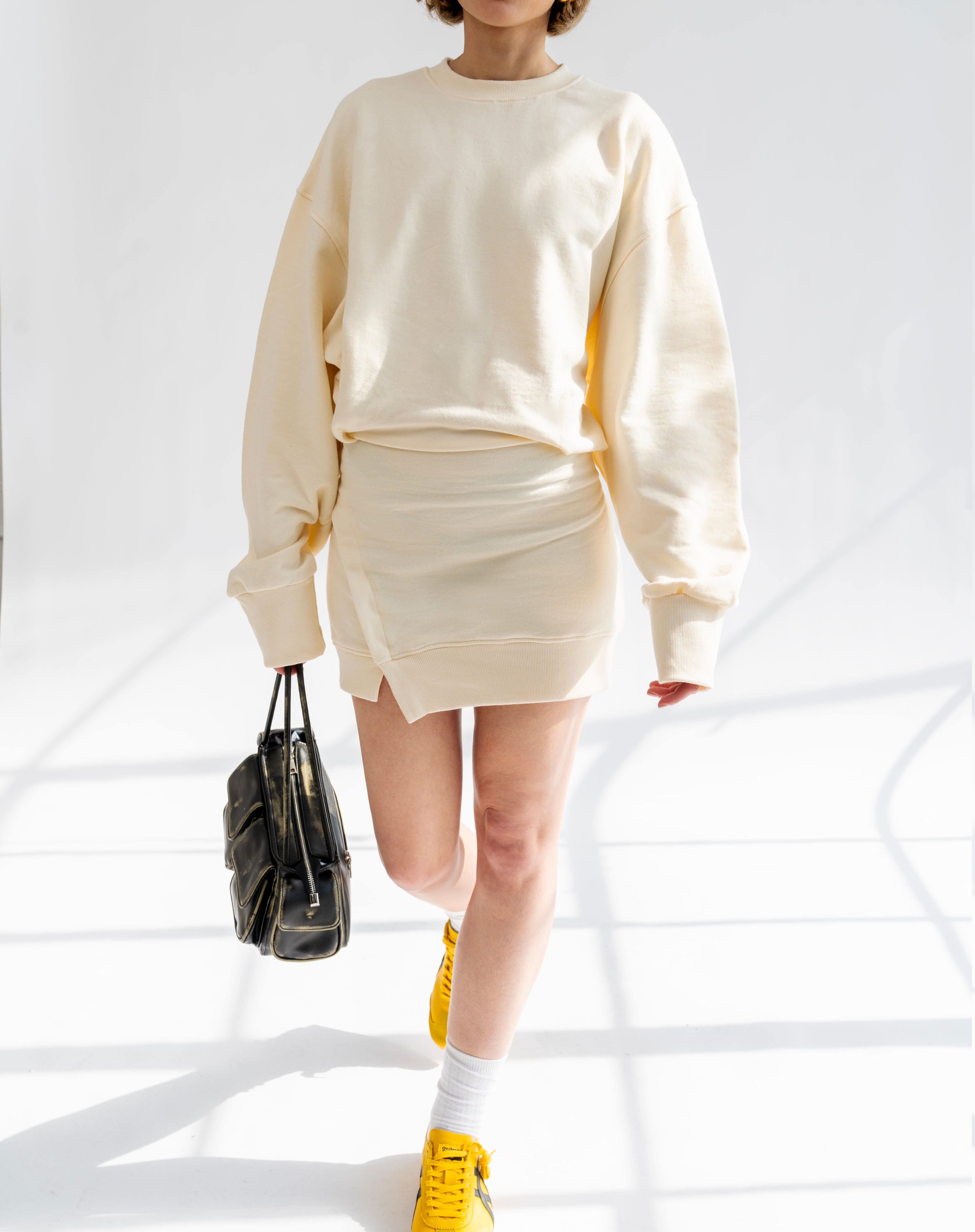 August Sweatshirt Mini Dress, Butter Yellow