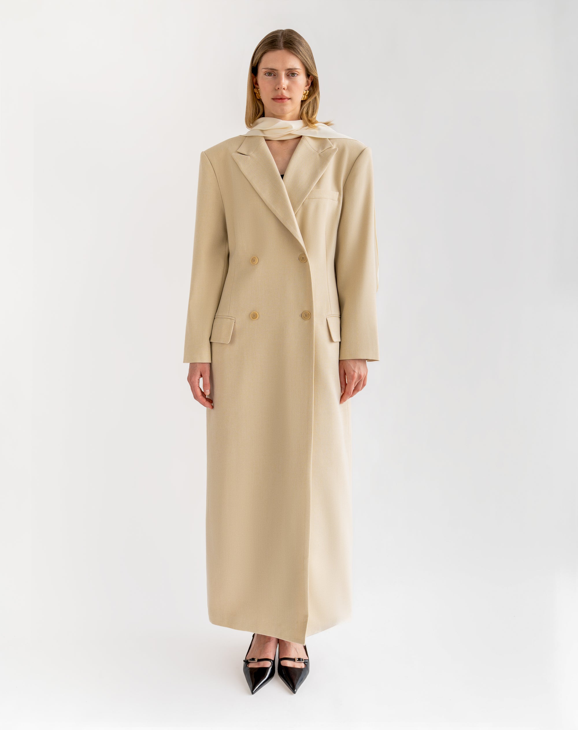 Loie Oversized Maxi Coat, Tan