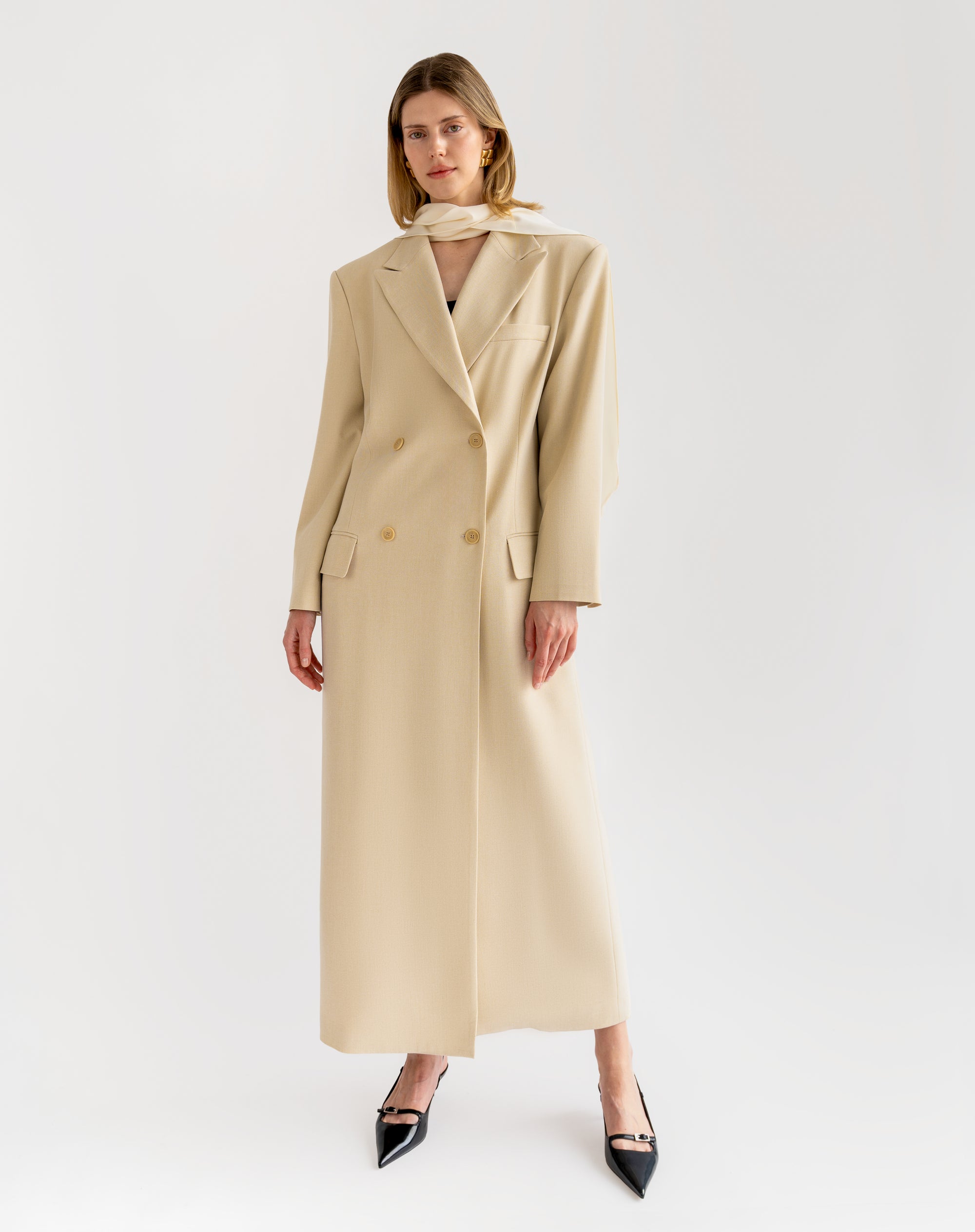 Loie Oversized Maxi Coat, Tan