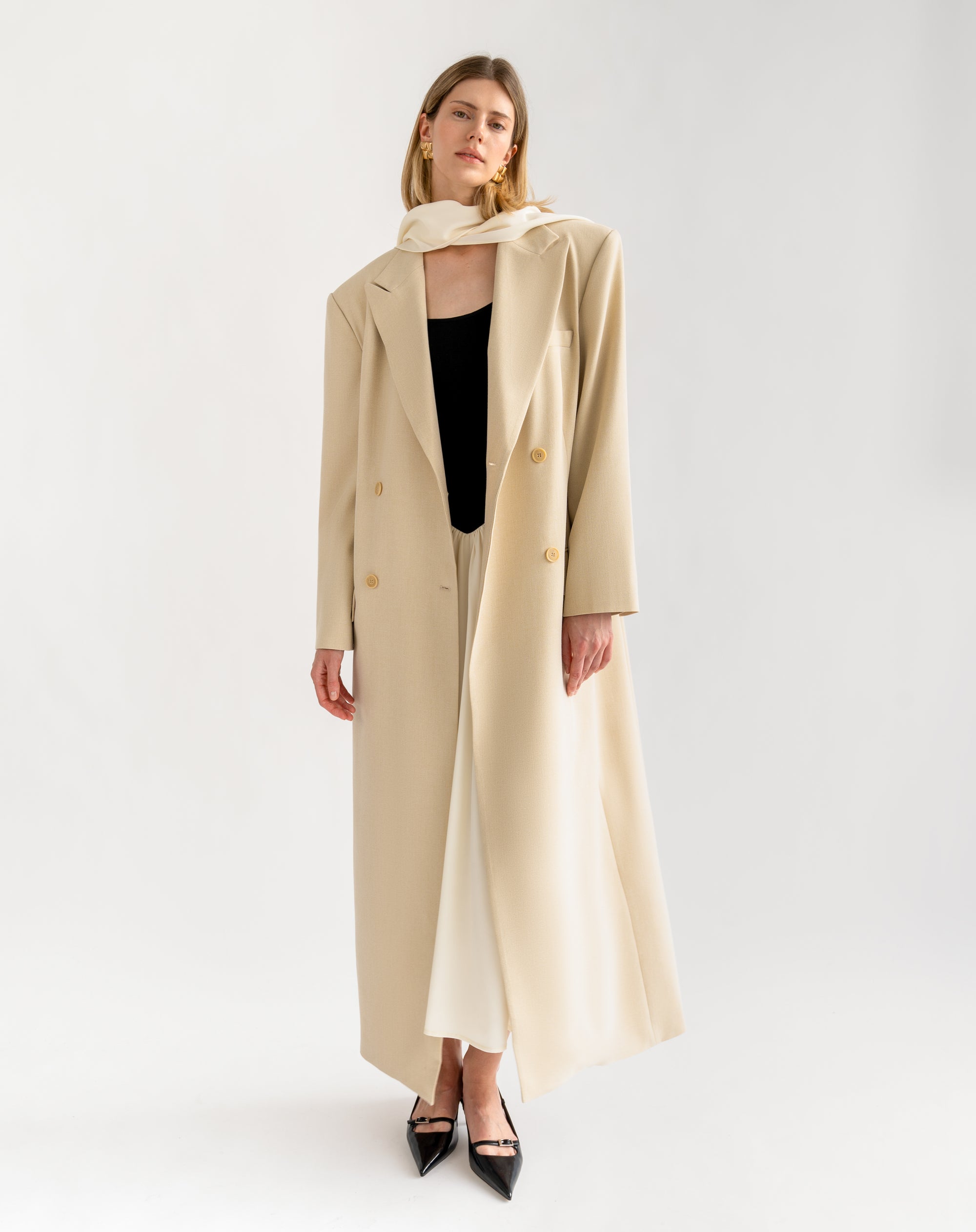 Loie Oversized Maxi Coat, Tan