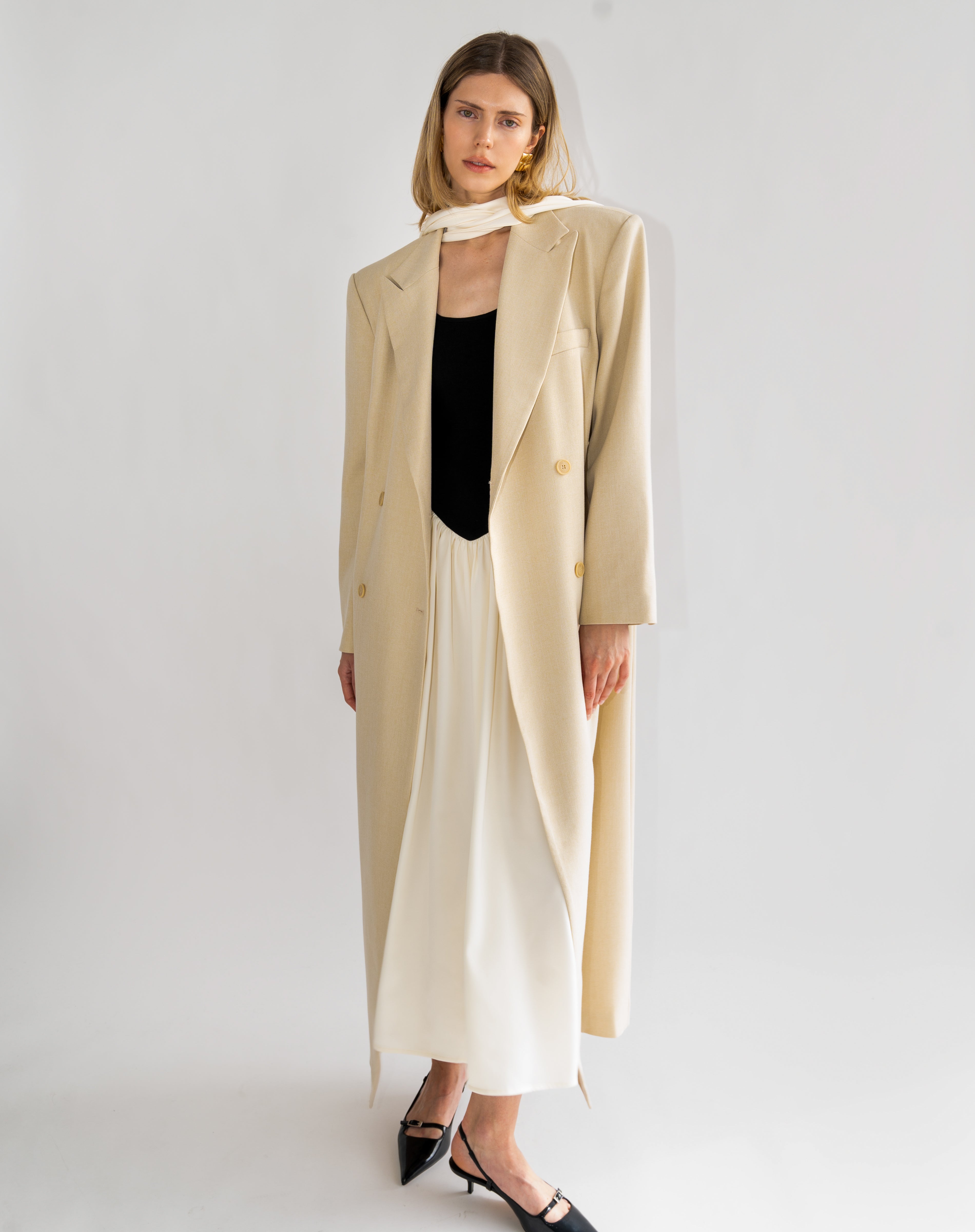 Loie Oversized Maxi Coat Tan Tan Xs S