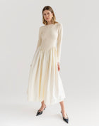 Kira Basque Waist Maxi Dress, Ivory