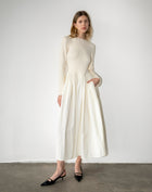 Kira Basque Waist Maxi Dress, Ivory