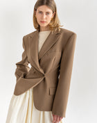 Sadie Oversized Shoulder Cinched Blazer, Umber[Pre Order]