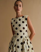 Chloe Dress, Brown Polka
