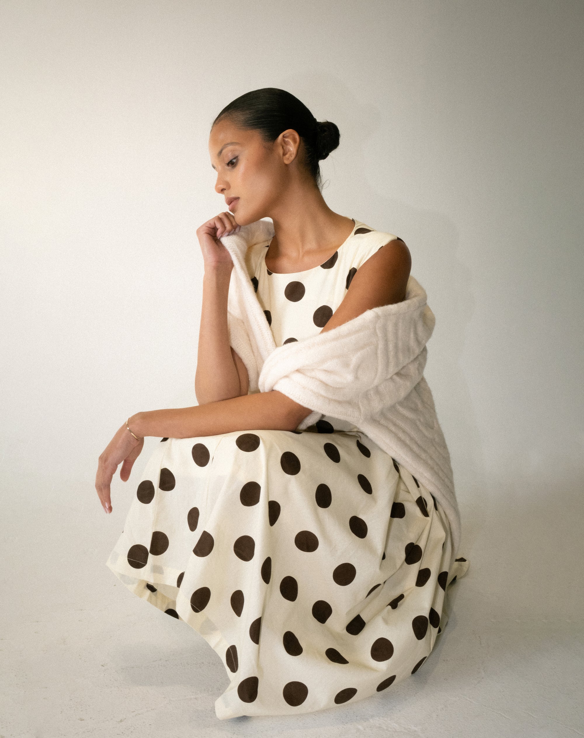 Chloe Dress, Brown Polka L / Brown Polka