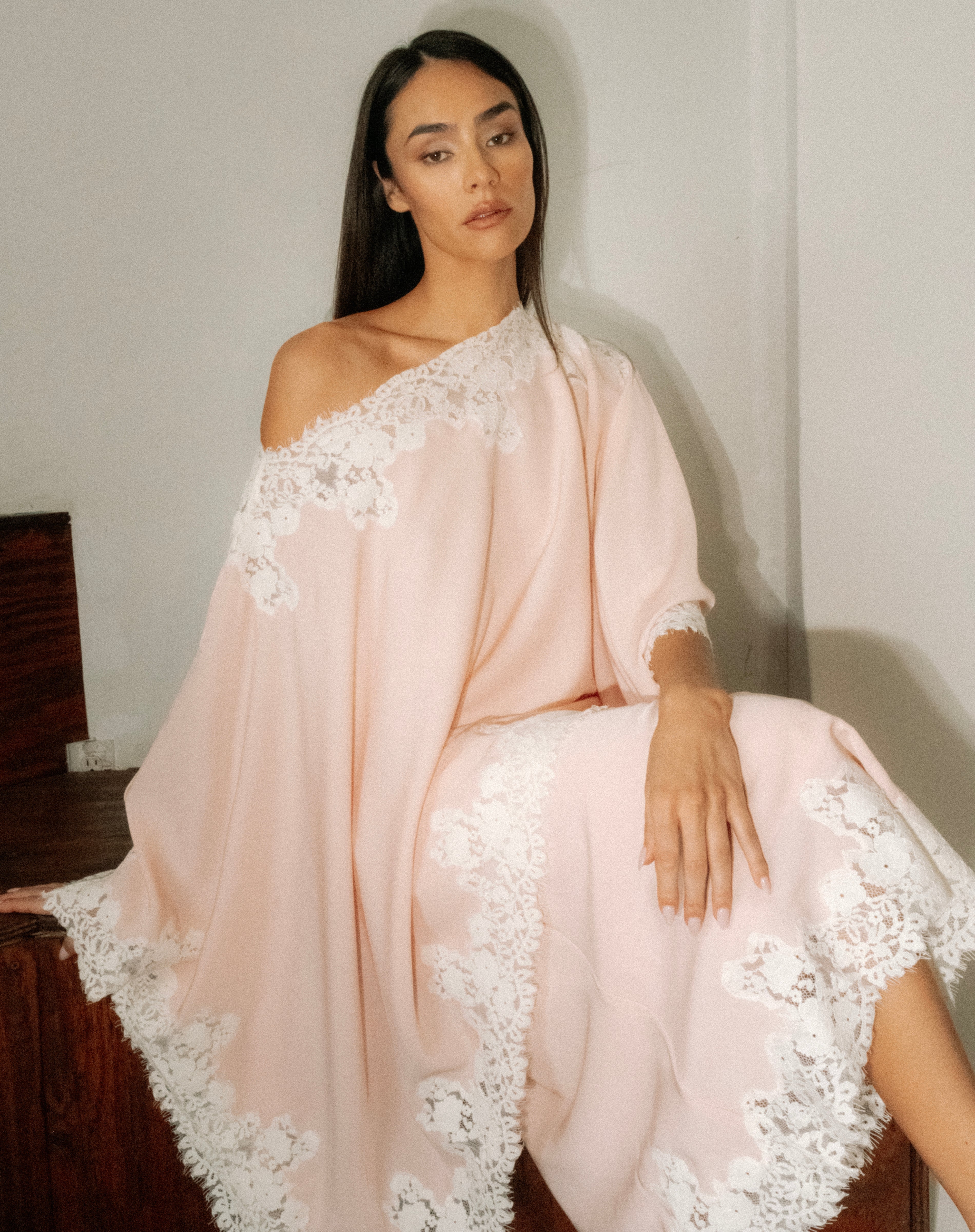 Elsie Lace Cape Top, Pink | The Bekk