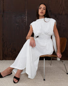 Eliana Sleeveless Scarf Dress, White