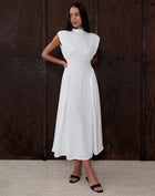 Eliana Sleeveless Scarf Dress, White