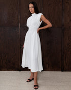Eliana Sleeveless Scarf Dress, White