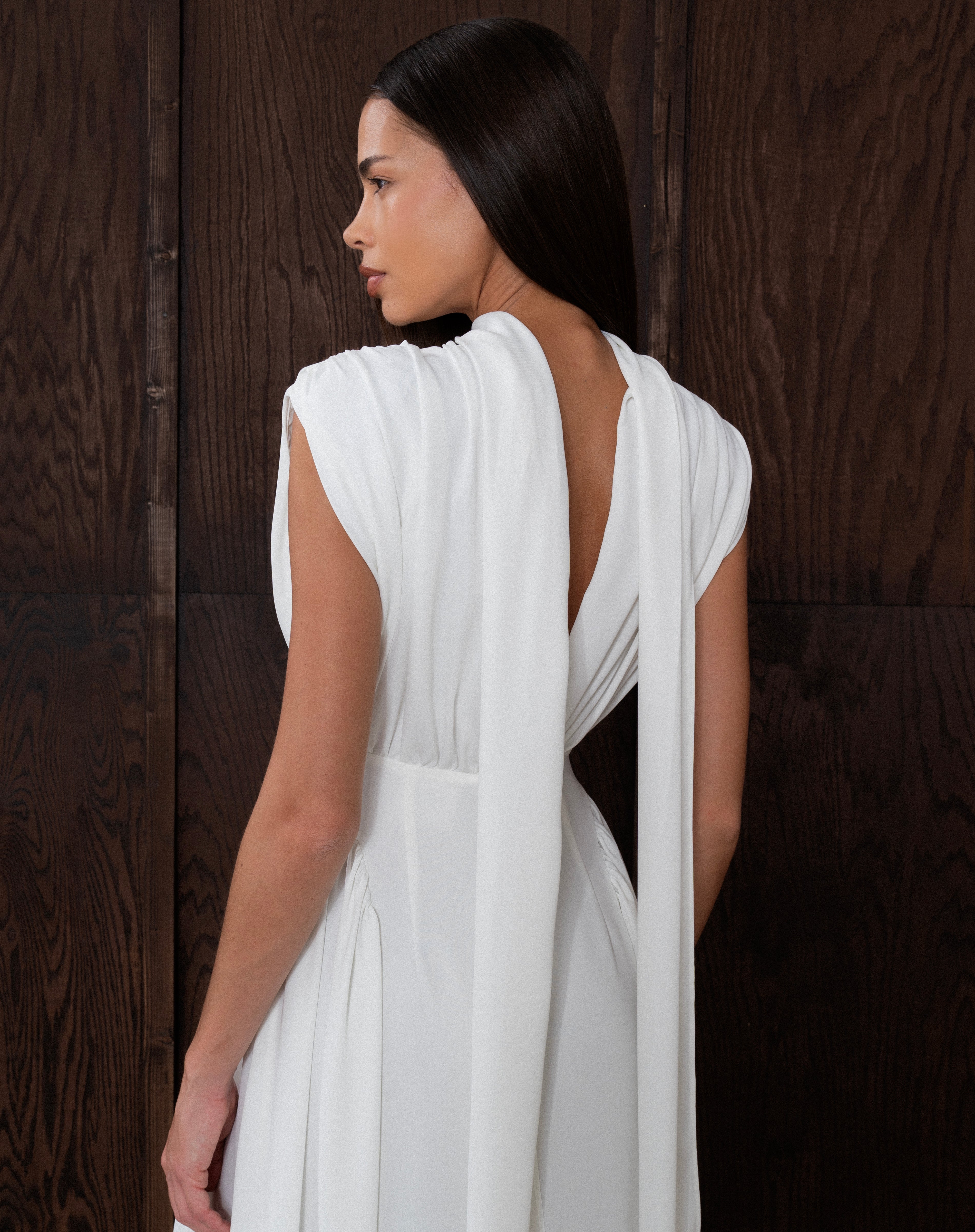 Eliana Sleeveless Scarf Dress, White | The Bekk