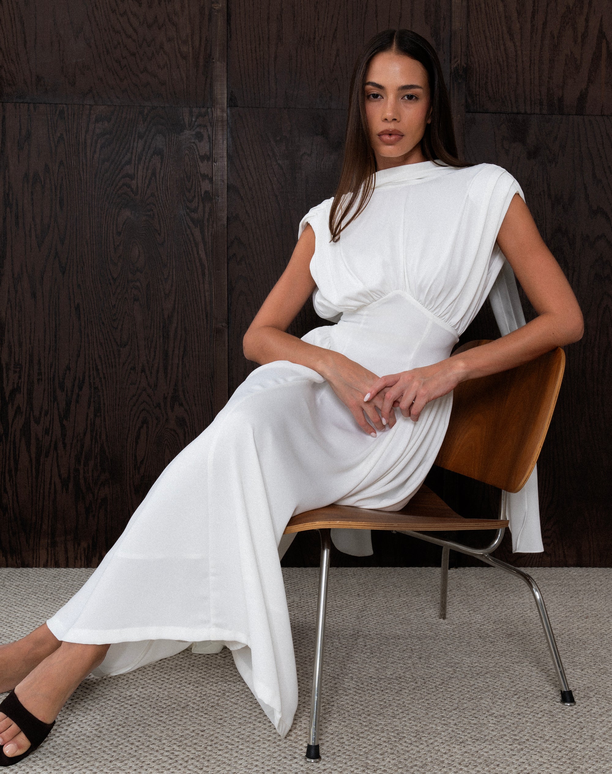 Eliana Sleeveless Scarf Dress, White