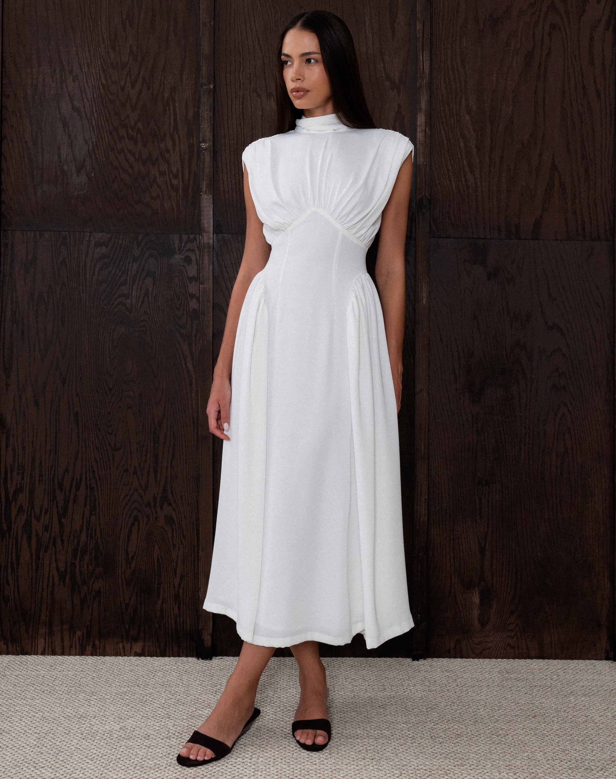 Eliana Sleeveless Scarf Dress, White
