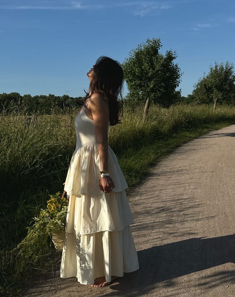 Robe taille basse Andrea Basque, ivoire