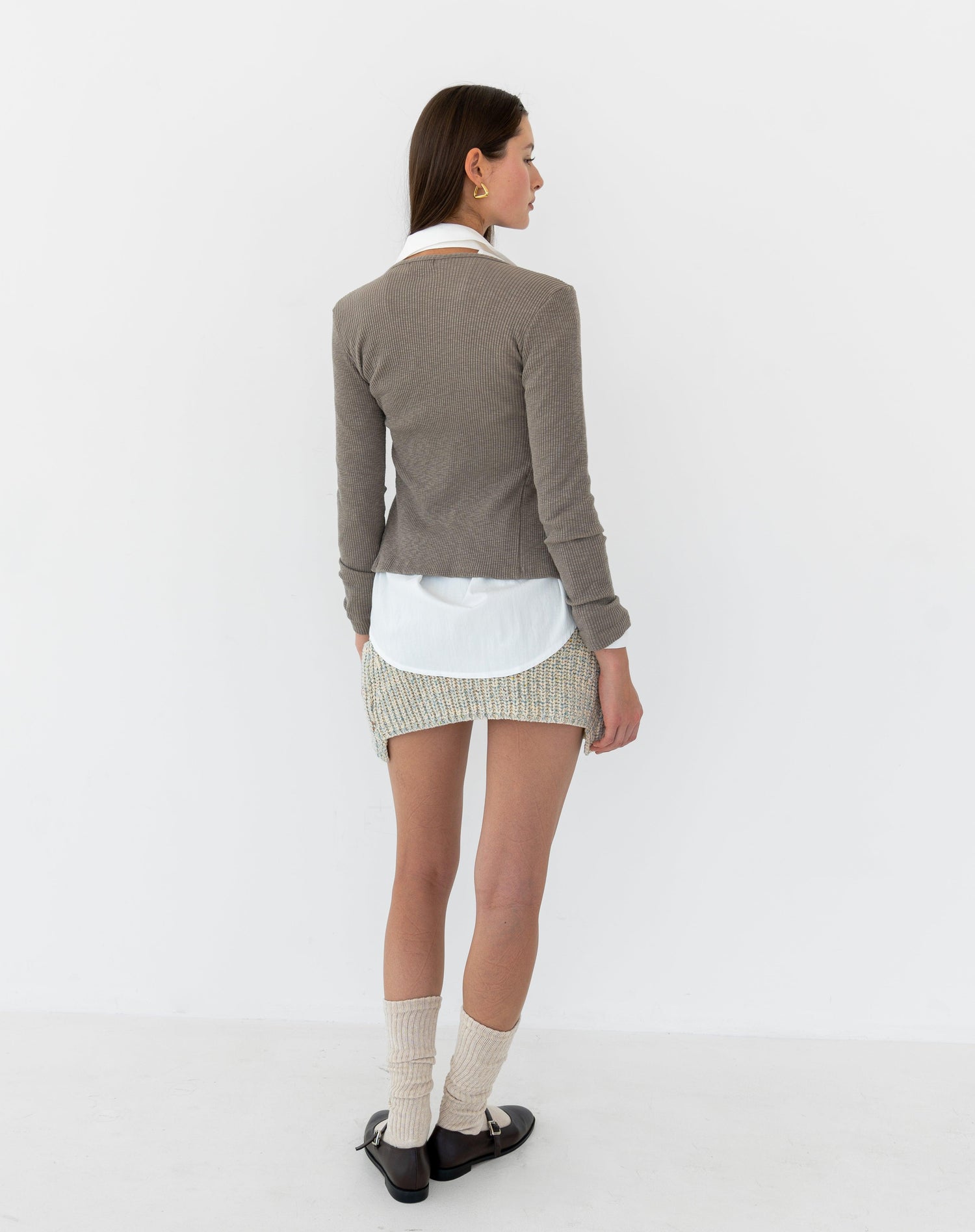 Beau Belted Open Front Rib Top, Mocha - The Bekk