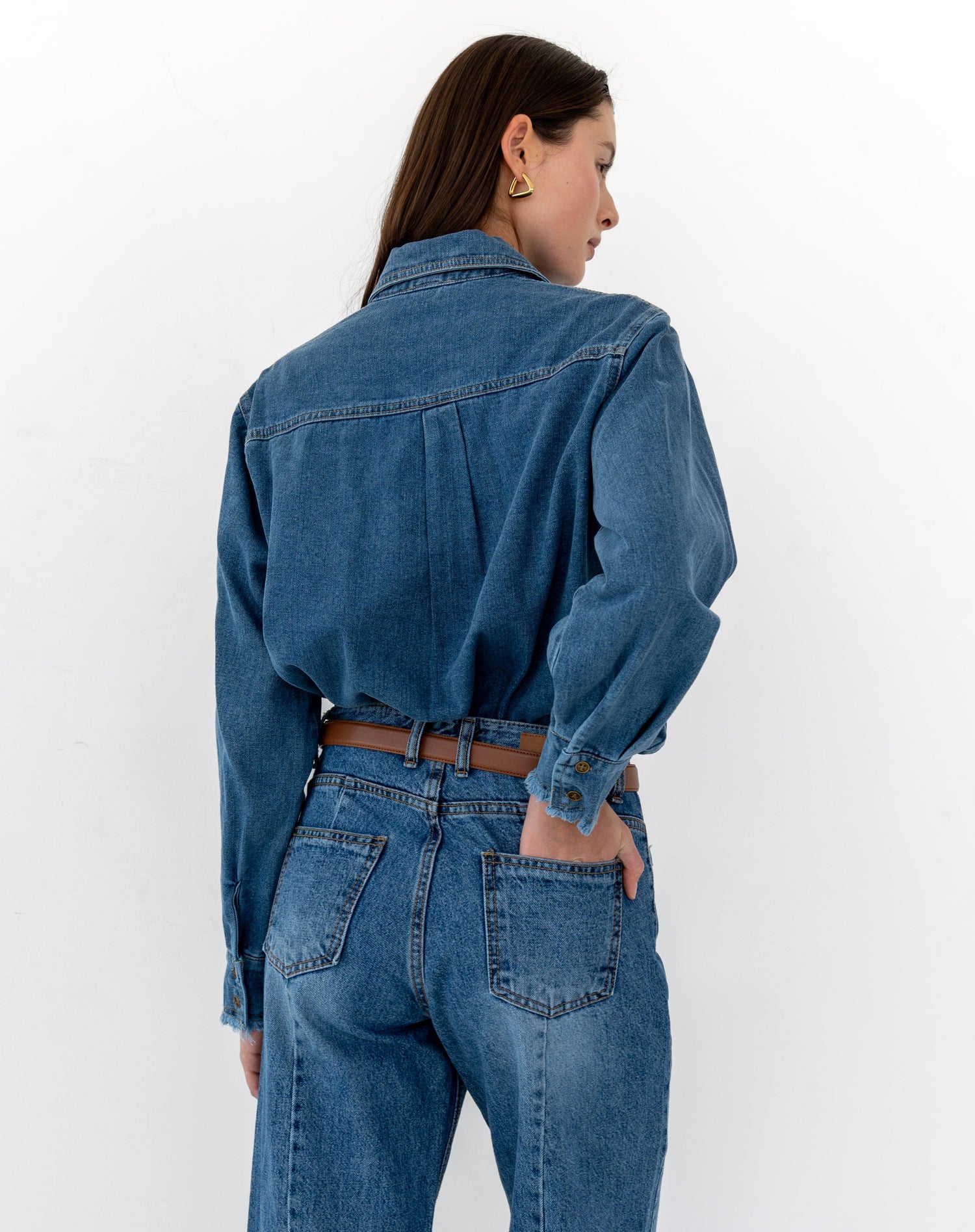 Serenity Fringe Denim Shirt, Mid Wash - The Bekk