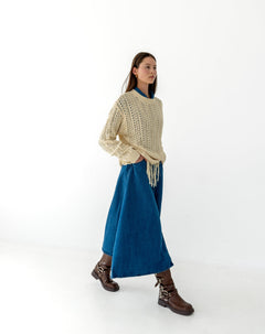 Taylor Fringe Hem Oversized Knit Sweater, Ivory - The Bekk