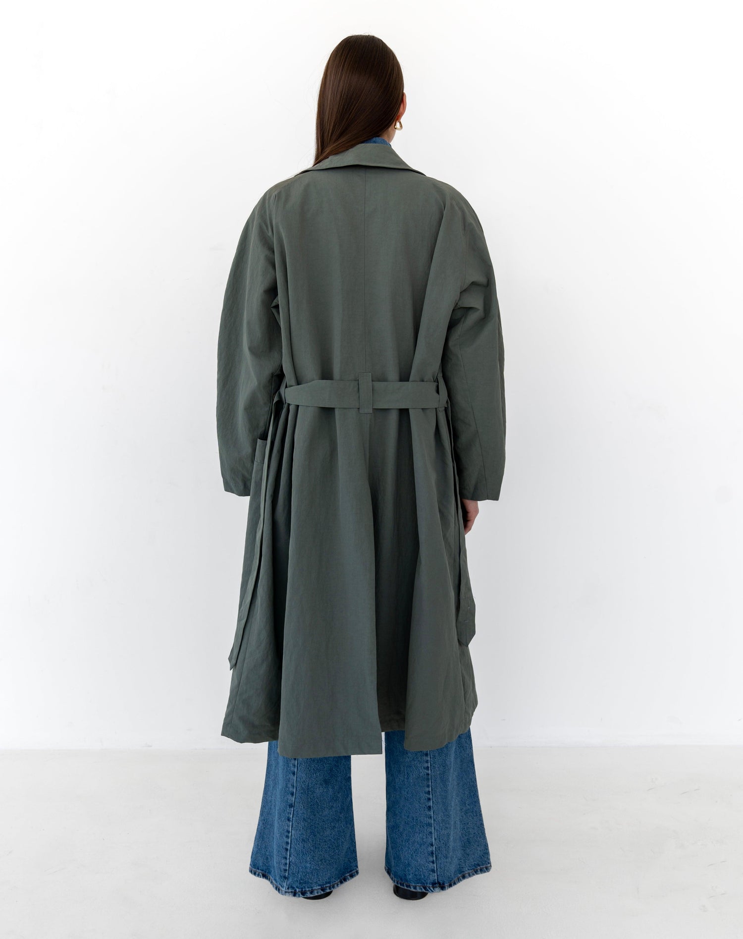 Zoey Oversized Trench Coat, Olive - The Bekk