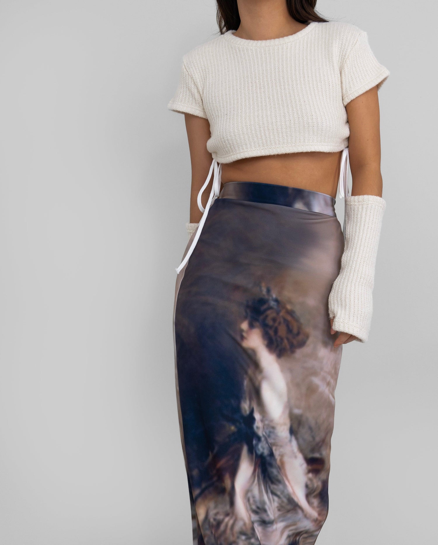 Naya Graphic Printed Long Skirt / Brown Multi - The Bekk