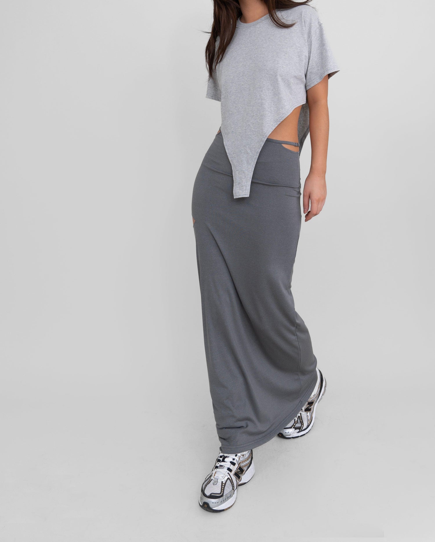 Lilibet Cutout Long Skirt / Grey - The Bekk