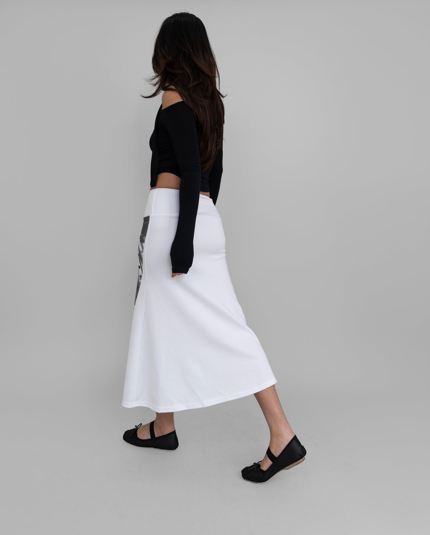 Eva Off Shoulder Long Sleeve Top With A Skinny Scarf Set / Black - The Bekk