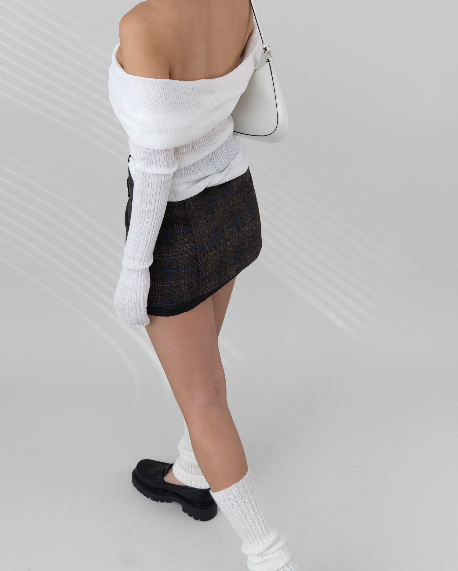 Rohan Double Belted Plaid Mini Skirt / Dark Brown - The Bekk